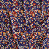 Navy Blue Kalamkari Floral Digital Printed Fabric Online Market